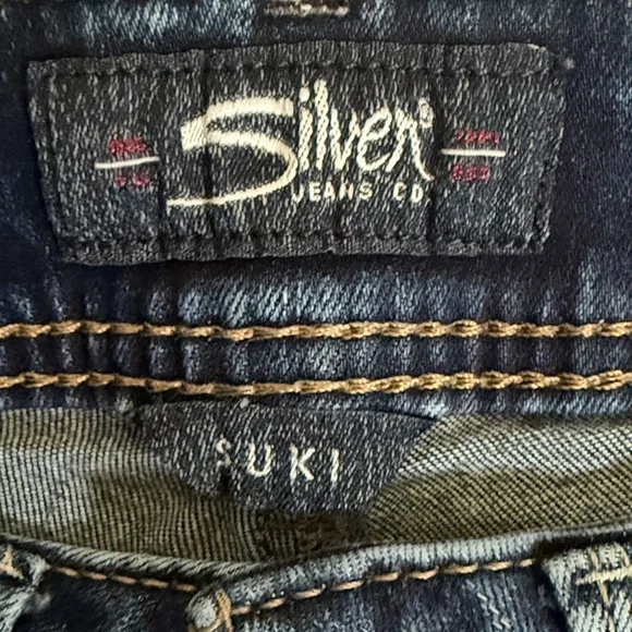 Silver Jeans Suki Skinny Crop Womens 27 Dark Wash Mid Rise Stretch Denim - Picture 3 of 6